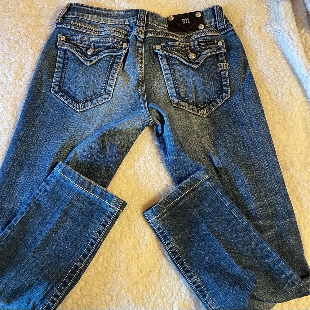 Miss Me low rise skinny embroidered flap pocket jeans size 30 - Picture 9 of 10